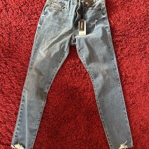 Express Women's Distressed Blue Skinny Jeans